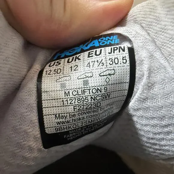 Hoka One Clifton 9 Nimbus Cloud Mens Size 12.5 Sneakers 1127895-NCSW - Picture 11 of 12